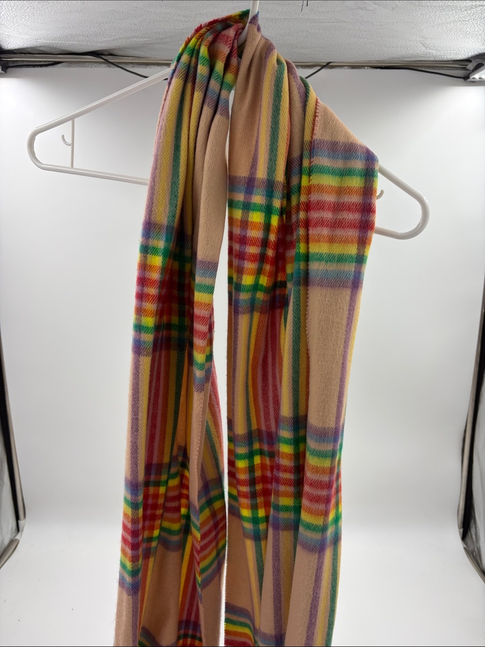 Topshop Multicolor Plaid Scarf with Beige Base